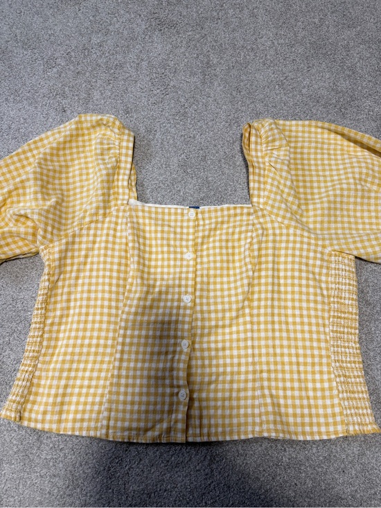 Old Navy Tops - Yellow Gingham Button-Front Square Neck Top